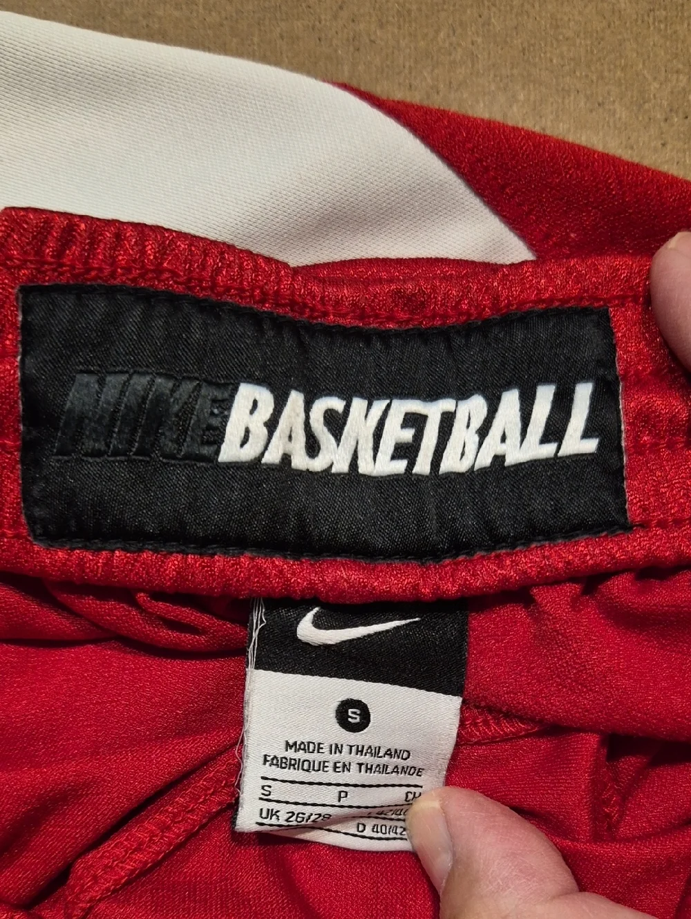 Nike Men’s Red Athletic Shorts with Black Panels and White Trim  Size Small